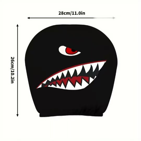 Black Skull Funny Car Print Headrest Cover Universal Elastic