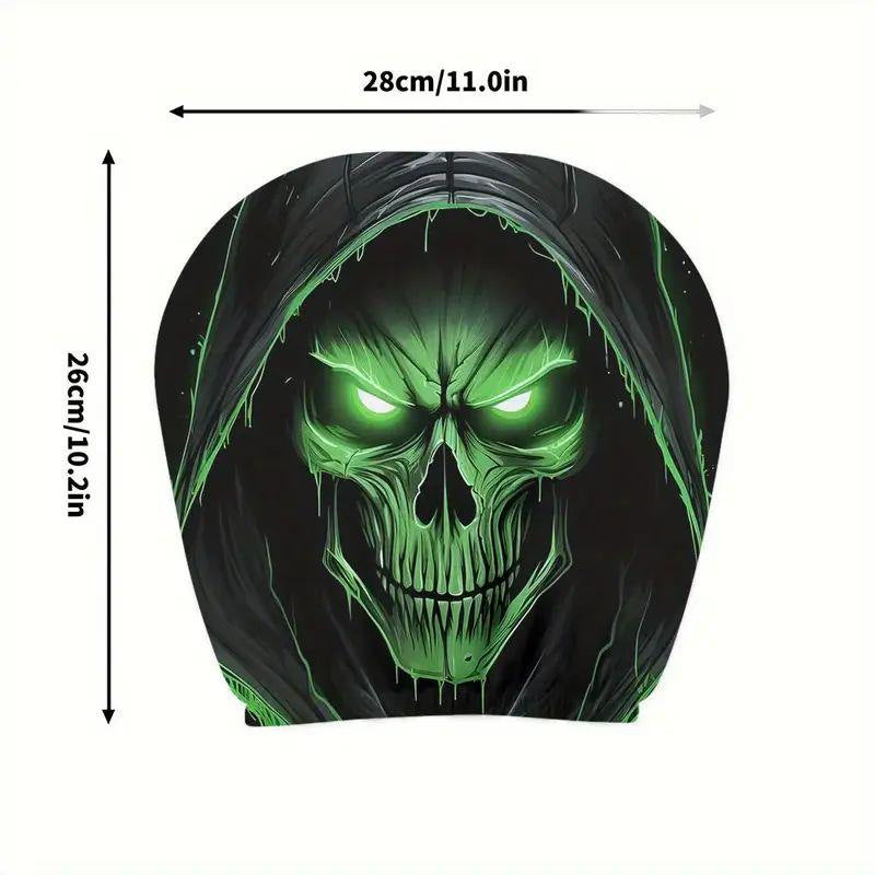 Black Skull Funny Car Print Headrest Cover Universal Elastic