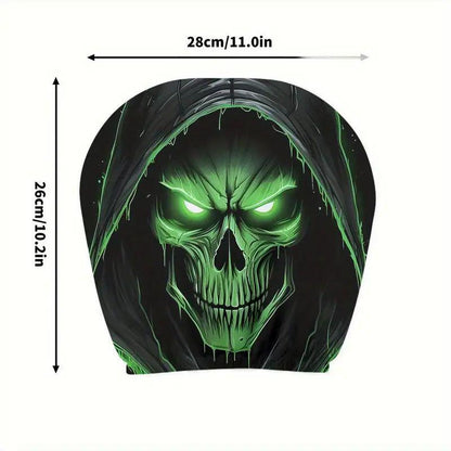 Black Skull Funny Car Print Headrest Cover Universal Elastic