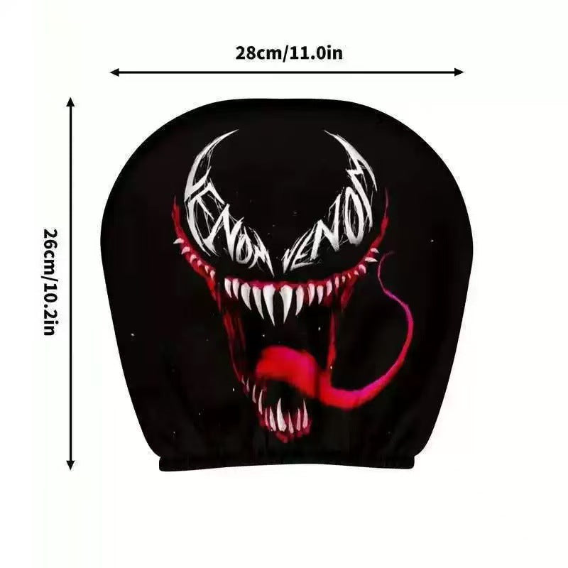 Black Skull Funny Car Print Headrest Cover Universal Elastic