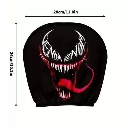 Black Skull Funny Car Print Headrest Cover Universal Elastic
