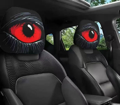 Black Skull Funny Car Print Headrest Cover Universal Elastic