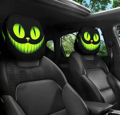 Black Skull Funny Car Print Headrest Cover Universal Elastic