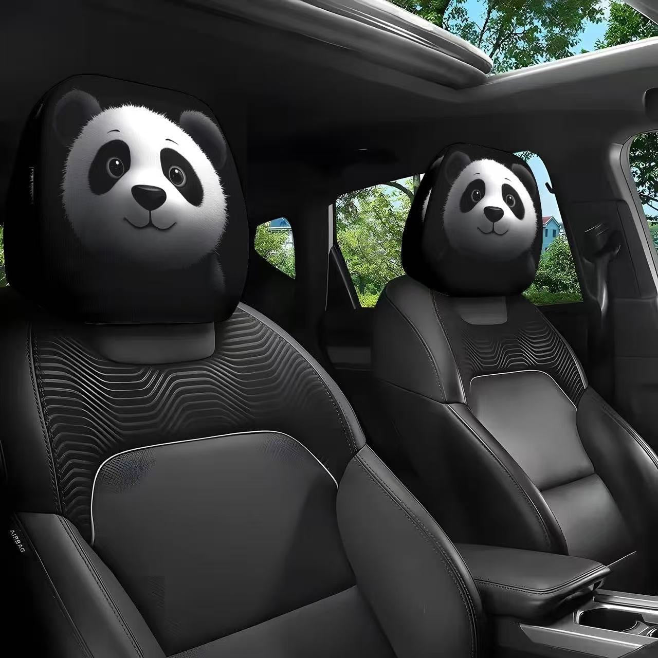 Black Skull Funny Car Print Headrest Cover Universal Elastic