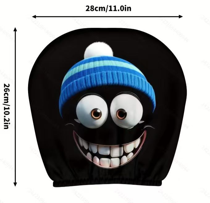 Black Skull Funny Car Print Headrest Cover Universal Elastic