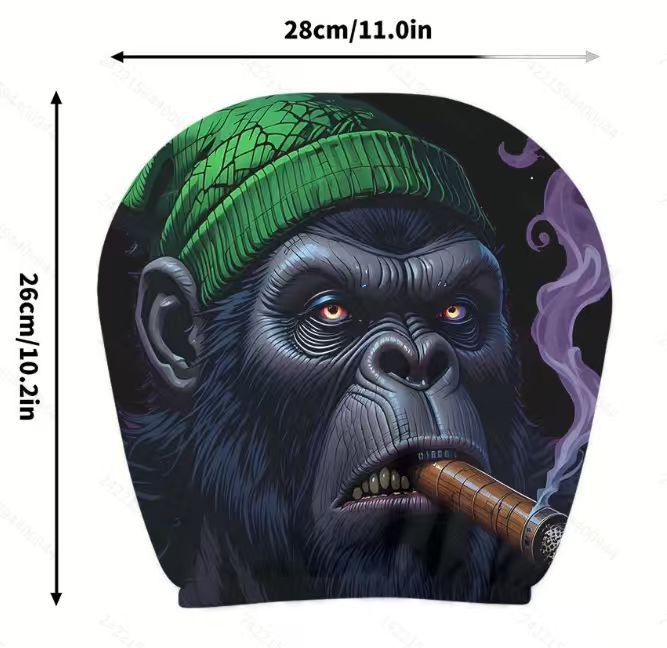Black Skull Funny Car Print Headrest Cover Universal Elastic