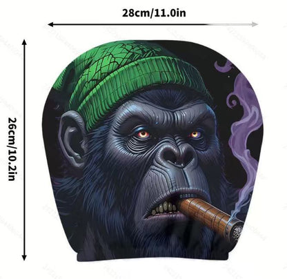 Black Skull Funny Car Print Headrest Cover Universal Elastic