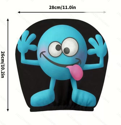 Black Skull Funny Car Print Headrest Cover Universal Elastic