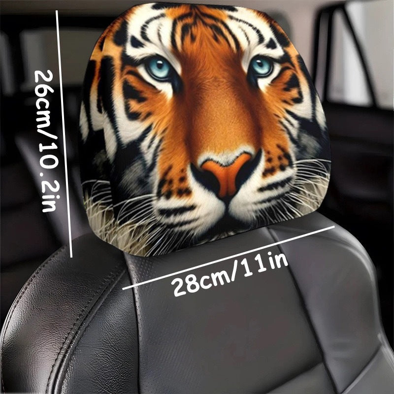 Black Skull Funny Car Print Headrest Cover Universal Elastic