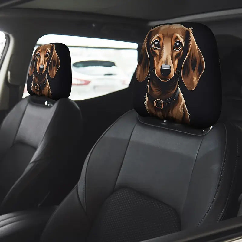 Black Skull Funny Car Print Headrest Cover Universal Elastic