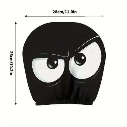 Black Skull Funny Car Print Headrest Cover Universal Elastic