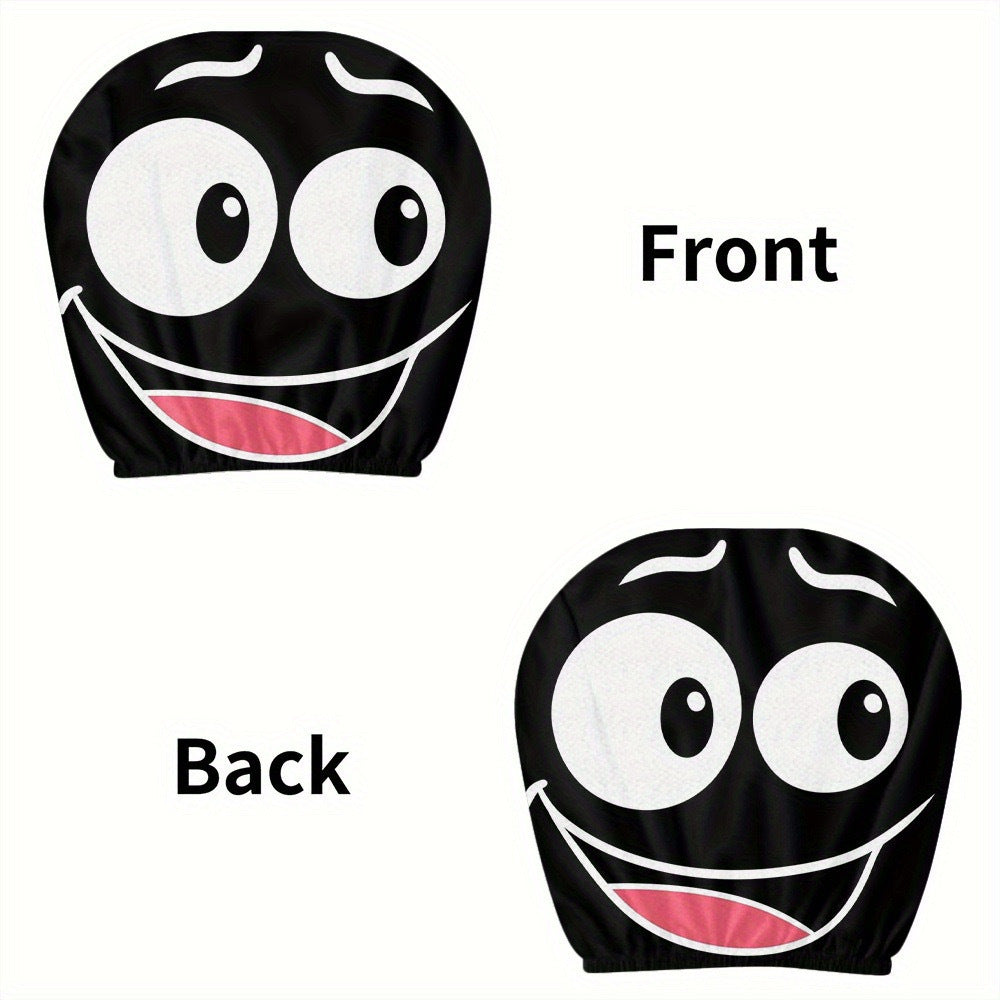 Black Skull Funny Car Print Headrest Cover Universal Elastic