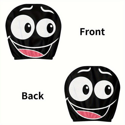 Black Skull Funny Car Print Headrest Cover Universal Elastic