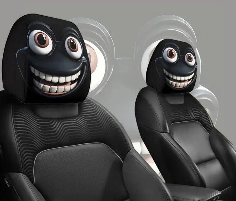 Black Skull Funny Car Print Headrest Cover Universal Elastic