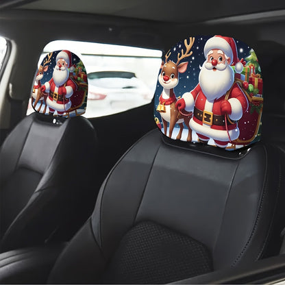 Black Skull Funny Car Print Headrest Cover Universal Elastic