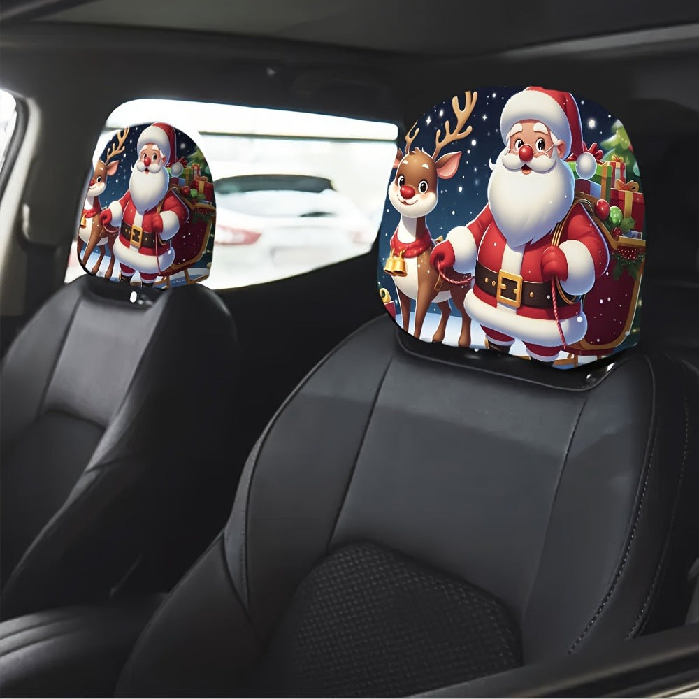 Black Skull Funny Car Print Headrest Cover Universal Elastic
