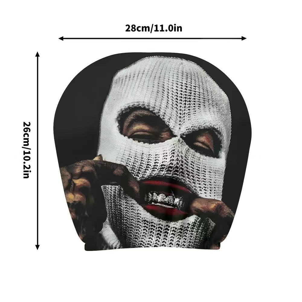 Black Skull Funny Car Print Headrest Cover Universal Elastic