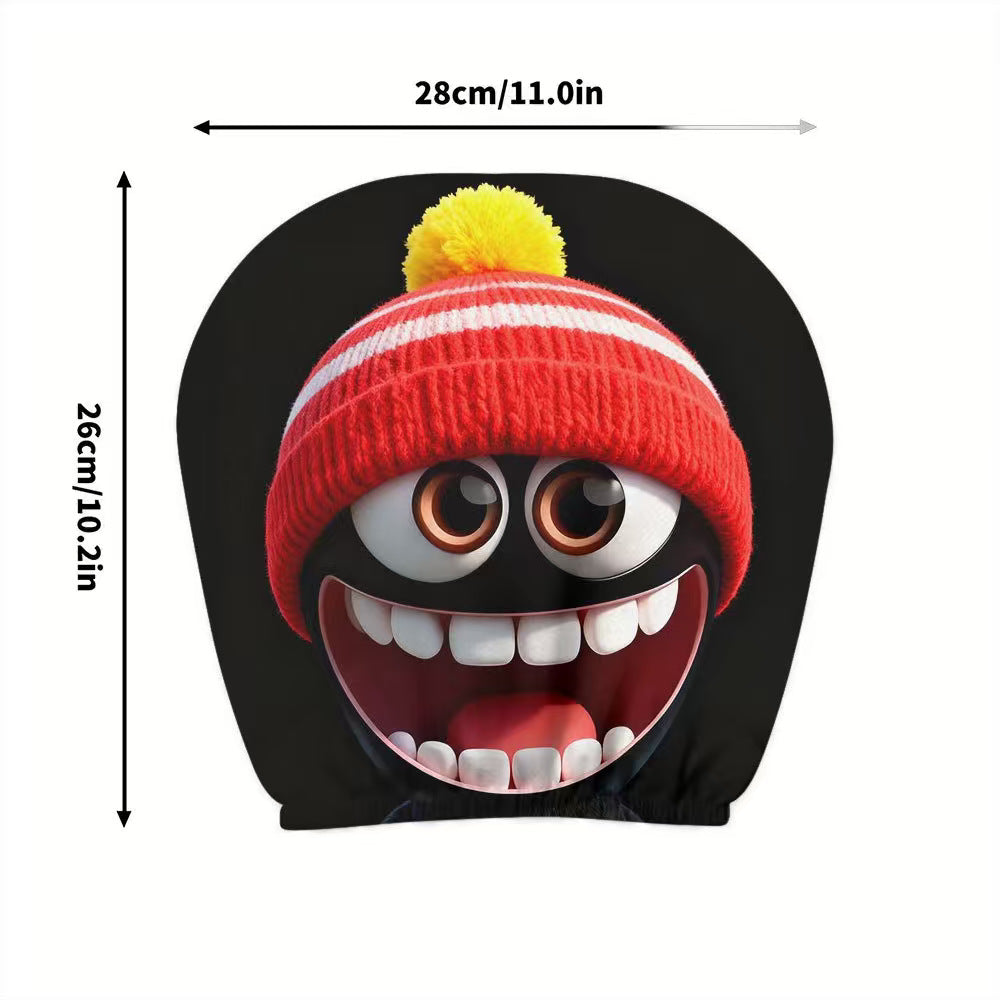 Black Skull Funny Car Print Headrest Cover Universal Elastic