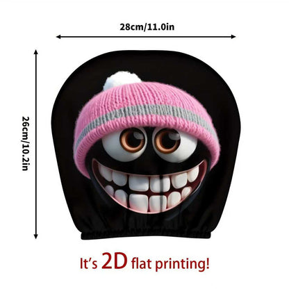 Black Skull Funny Car Print Headrest Cover Universal Elastic