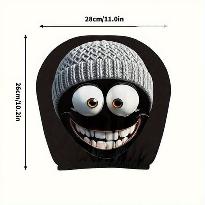 Black Skull Funny Car Print Headrest Cover Universal Elastic