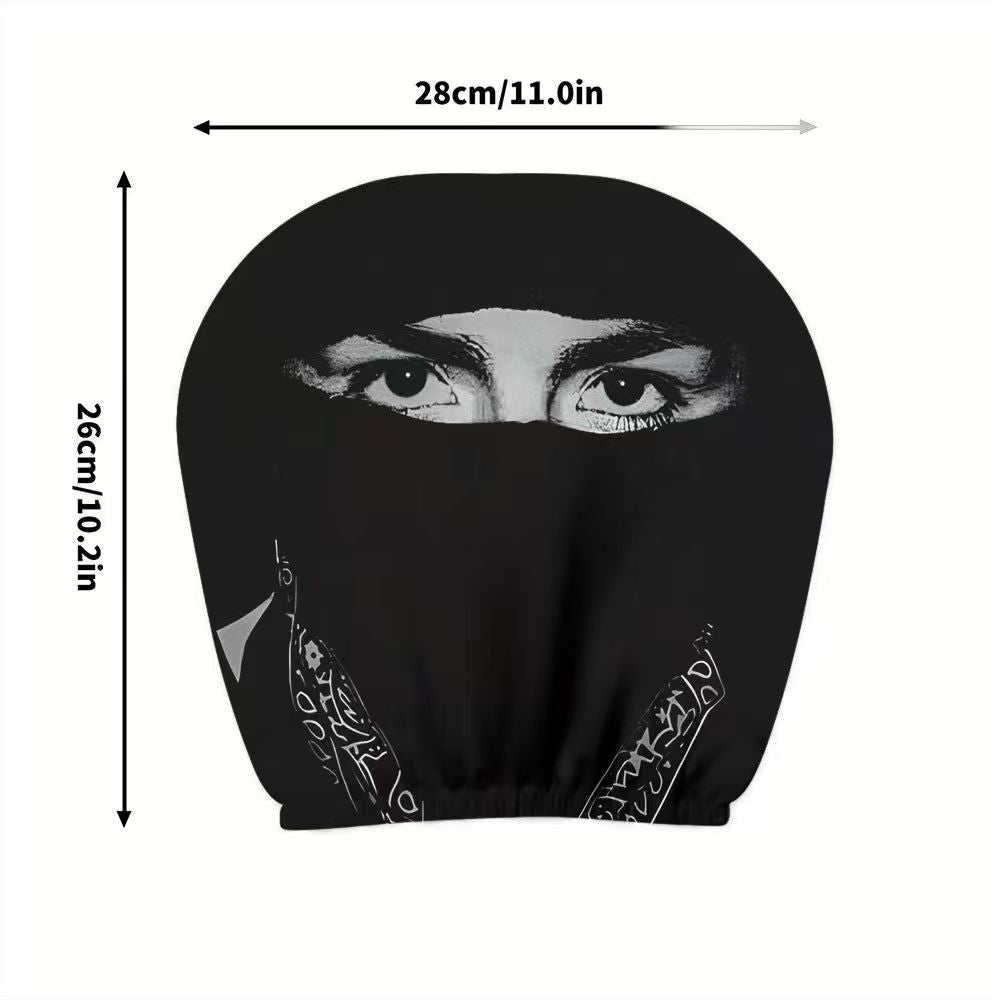 Black Skull Funny Car Print Headrest Cover Universal Elastic