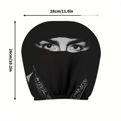 Black Skull Funny Car Print Headrest Cover Universal Elastic