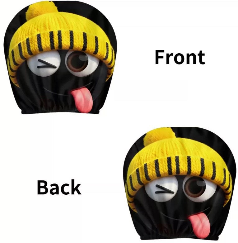 Black Skull Funny Car Print Headrest Cover Universal Elastic