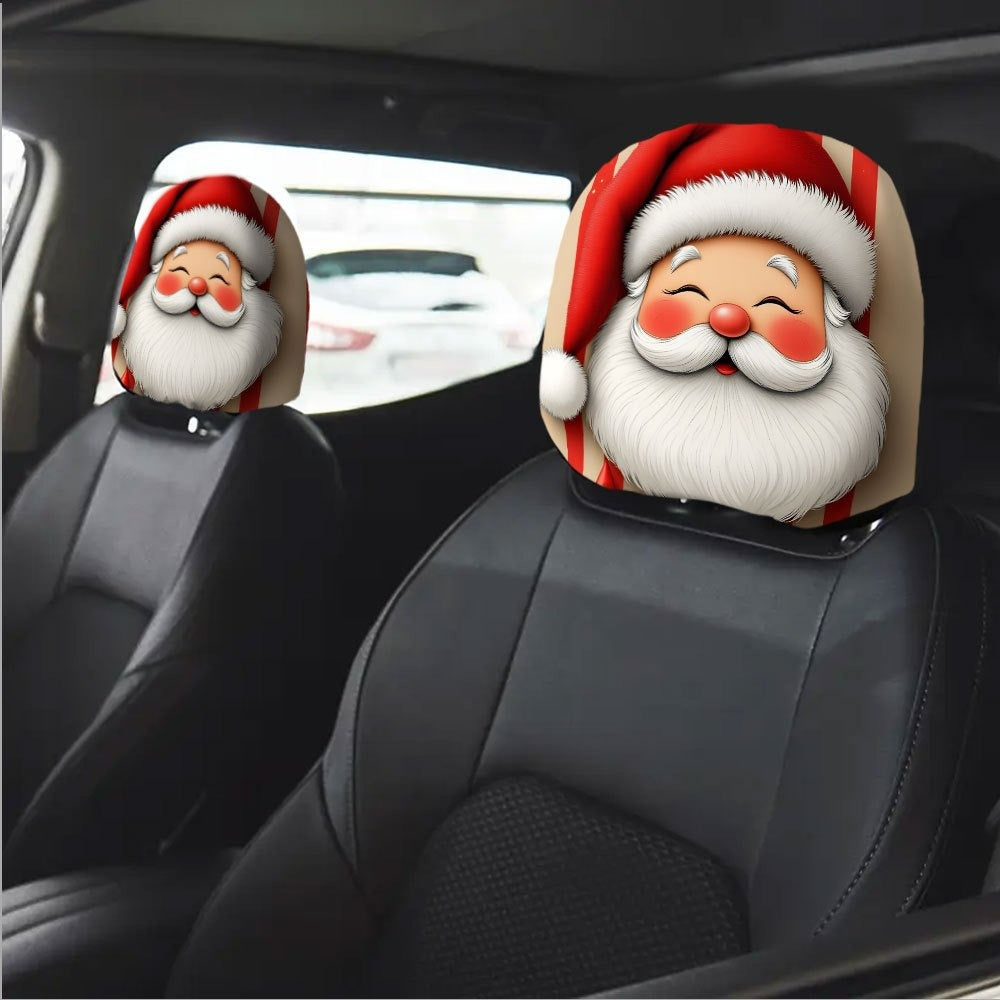 Black Skull Funny Car Print Headrest Cover Universal Elastic