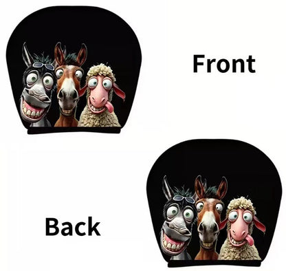 Black Skull Funny Car Print Headrest Cover Universal Elastic