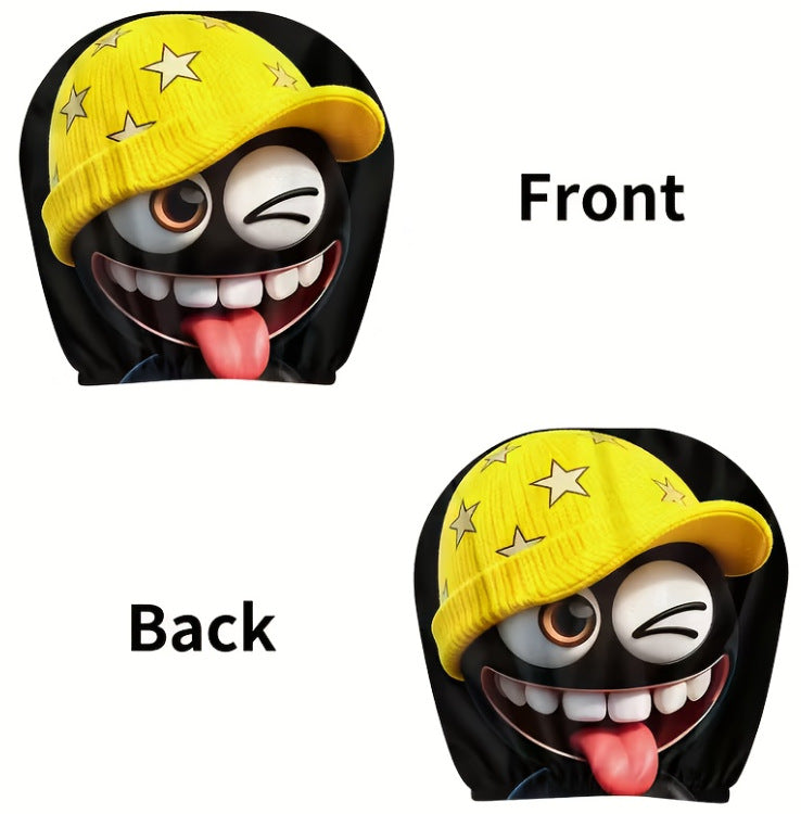 Black Skull Funny Car Print Headrest Cover Universal Elastic
