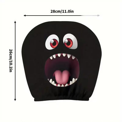 Black Skull Funny Car Print Headrest Cover Universal Elastic