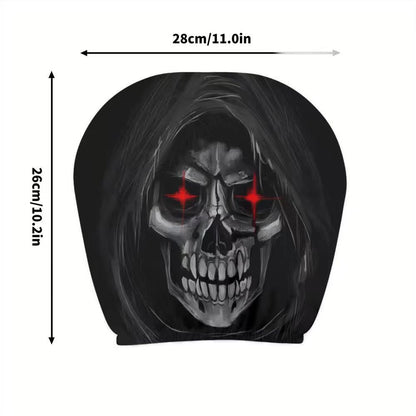 Black Skull Funny Car Print Headrest Cover Universal Elastic