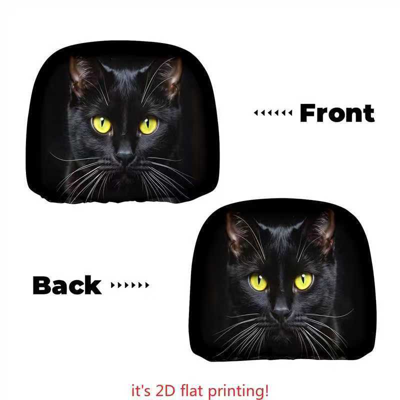 Black Skull Funny Car Print Headrest Cover Universal Elastic