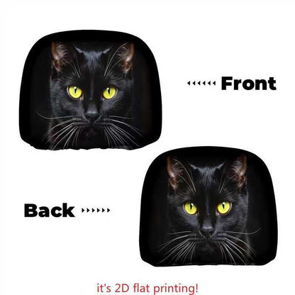 Black Skull Funny Car Print Headrest Cover Universal Elastic