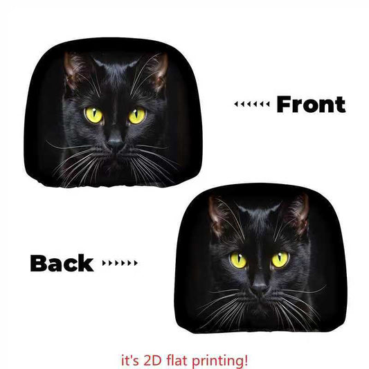 Black Skull Funny Car Print Headrest Cover Universal Elastic