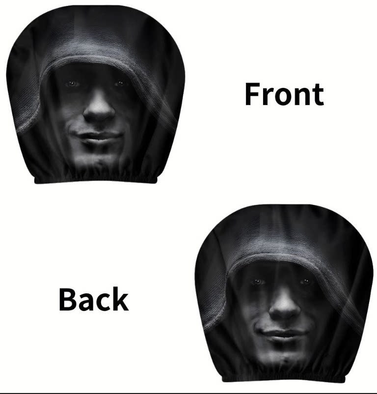 Black Skull Funny Car Print Headrest Cover Universal Elastic