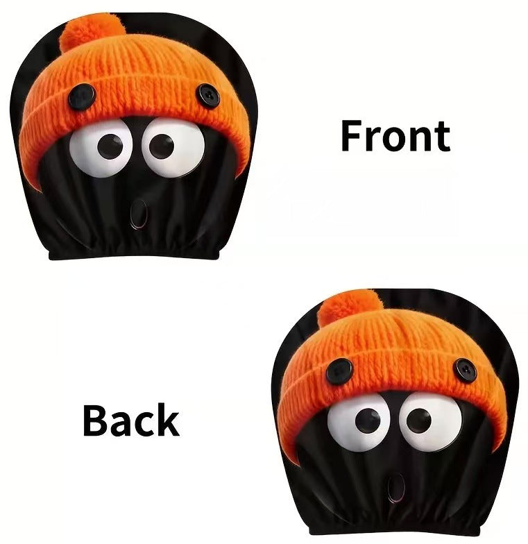 Black Skull Funny Car Print Headrest Cover Universal Elastic