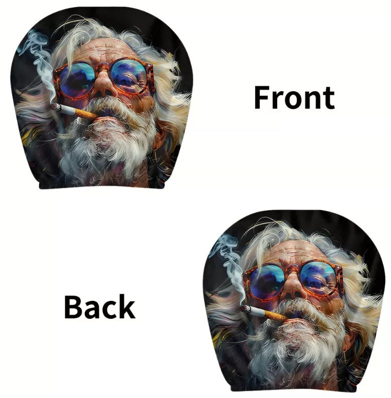 Black Skull Funny Car Print Headrest Cover Universal Elastic