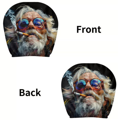Black Skull Funny Car Print Headrest Cover Universal Elastic