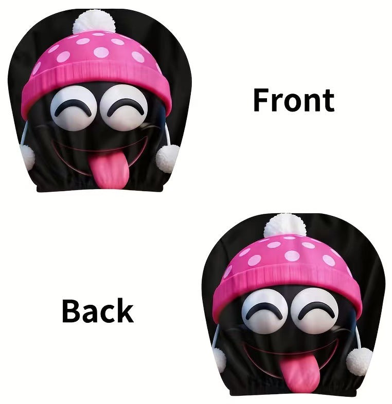 Black Skull Funny Car Print Headrest Cover Universal Elastic