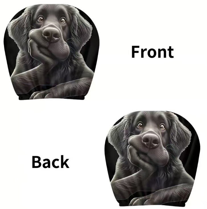 Black Skull Funny Car Print Headrest Cover Universal Elastic