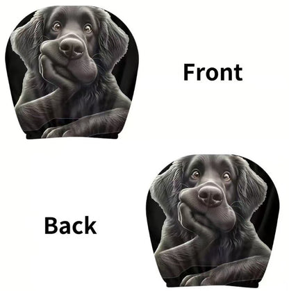 Black Skull Funny Car Print Headrest Cover Universal Elastic