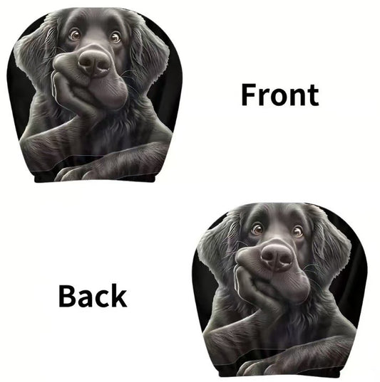 Black Skull Funny Car Print Headrest Cover Universal Elastic