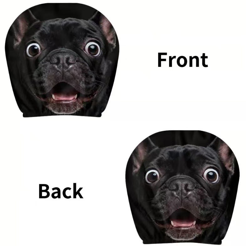 Black Skull Funny Car Print Headrest Cover Universal Elastic