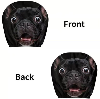 Black Skull Funny Car Print Headrest Cover Universal Elastic