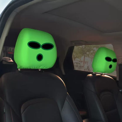 Black Skull Funny Car Print Headrest Cover Universal Elastic