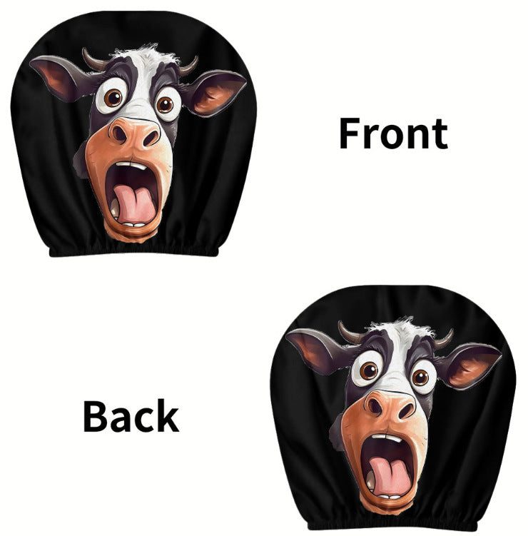 Black Skull Funny Car Print Headrest Cover Universal Elastic