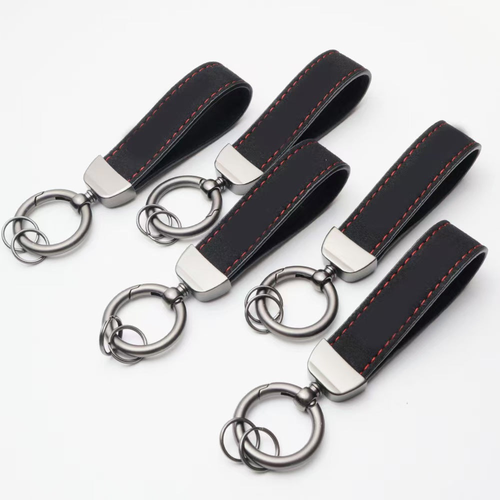 Black Suede Leather Keychain