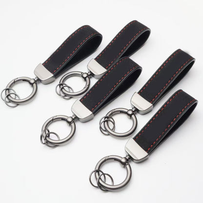 Black Suede Leather Keychain