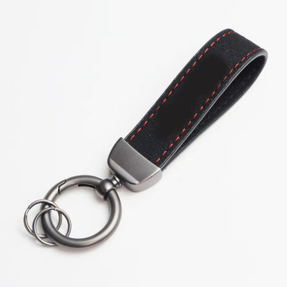 Black Suede Leather Keychain
